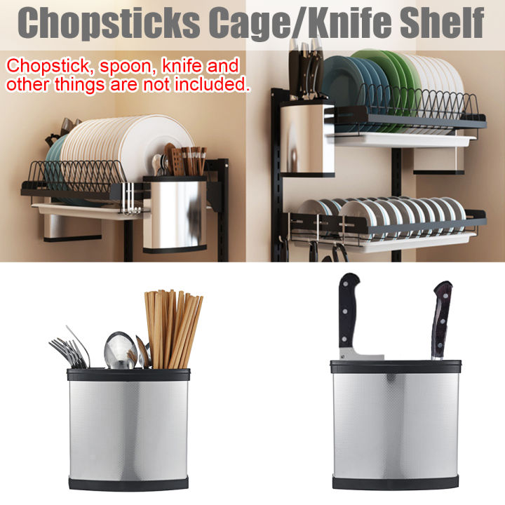 Stainless Steel Kitchen Chopsticks Drain Rack Cutter Shelf Spoon ...