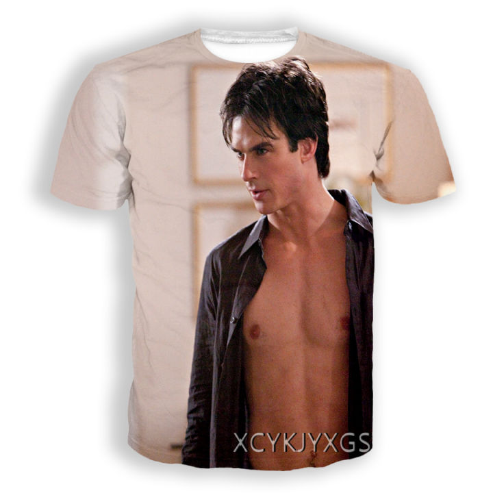 Men/Women The Vampire Diaries 3D Printed T-Shirt Damon Salvatore Fashion T Shirt Sport Pullover Summer Tops