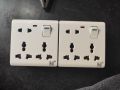 2 Pcs 8 Pin Multi Gang Socket Double 3 Pin- 1Piece 2 Pin Multi Function Universal Wall Switch Socket.