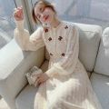 Knitting Maxi Dresses for Women Female Korea Style Slim Embroidery Warm Wool Long Sleeve Woman Dress Party 2022 Autumn Winter. 