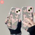 Fashion Art Romantic Pink Butterfly Creative Bracelet Casing Compatible for IPhone 7Plus 11 15 12 13 14 Pro Max XR 15 7 8 Plus X XS Max Luxury Make Up Mirror Soft Phone Case. 