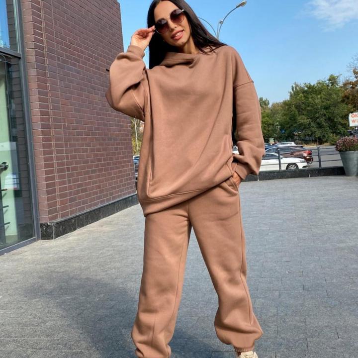 Women Two Piece Sets Tracksuit Hooded Sweatshirt Tops