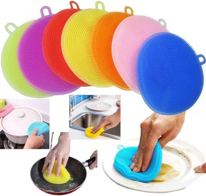 3 pcs Silicone Dish Washing Sponge Scrubber Cleaning Antibacterial Kitchen Tools Kitchen Accessories