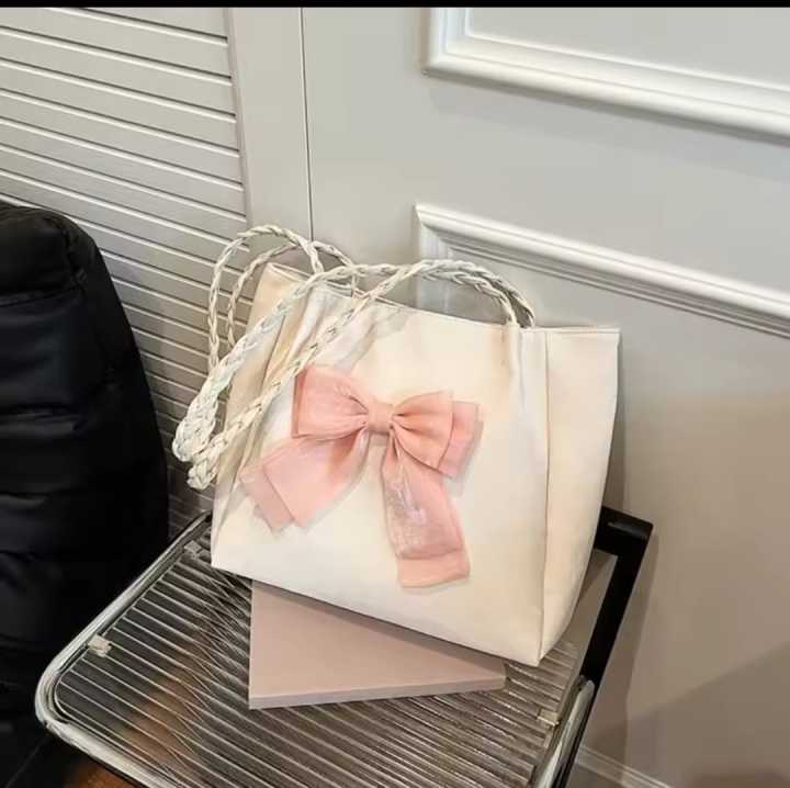 Bows%20Versatile%20Casual%20Hand-held%20Tote%20Bag%20Women's%20Bag%20Simple%20Spacious%20Trendy%20Crossbody%20Bag%20Commuter%20Bag%20-%20Image%204