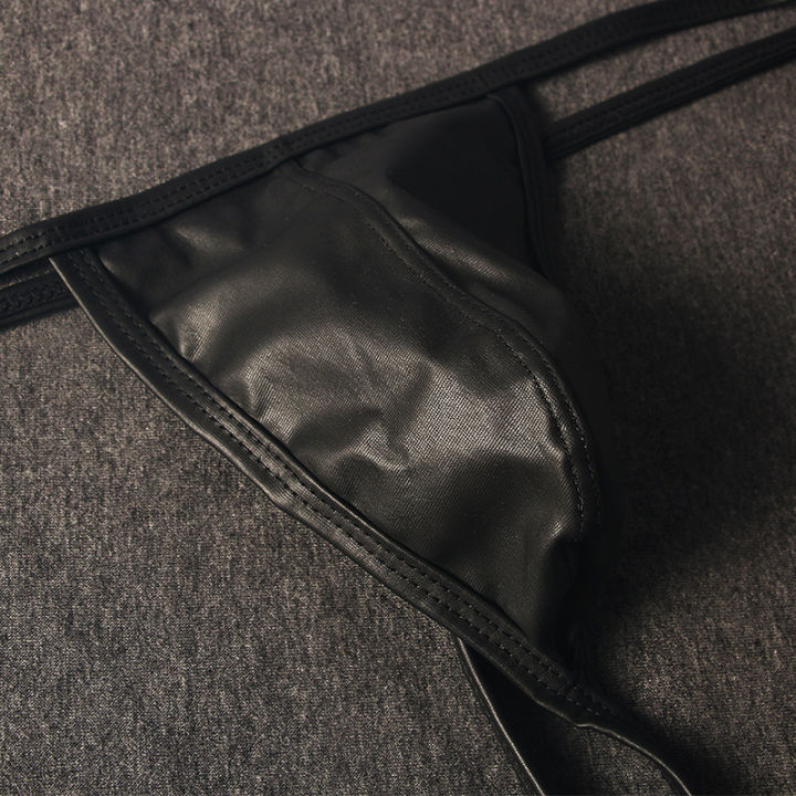 Men's%20Faux%20Leather%20Singlet%20Underwear%20Men's%20Personality%20Sao%20T-Back%20Sexy%20Sexy%20Low%20Waist%20-%20Image%203