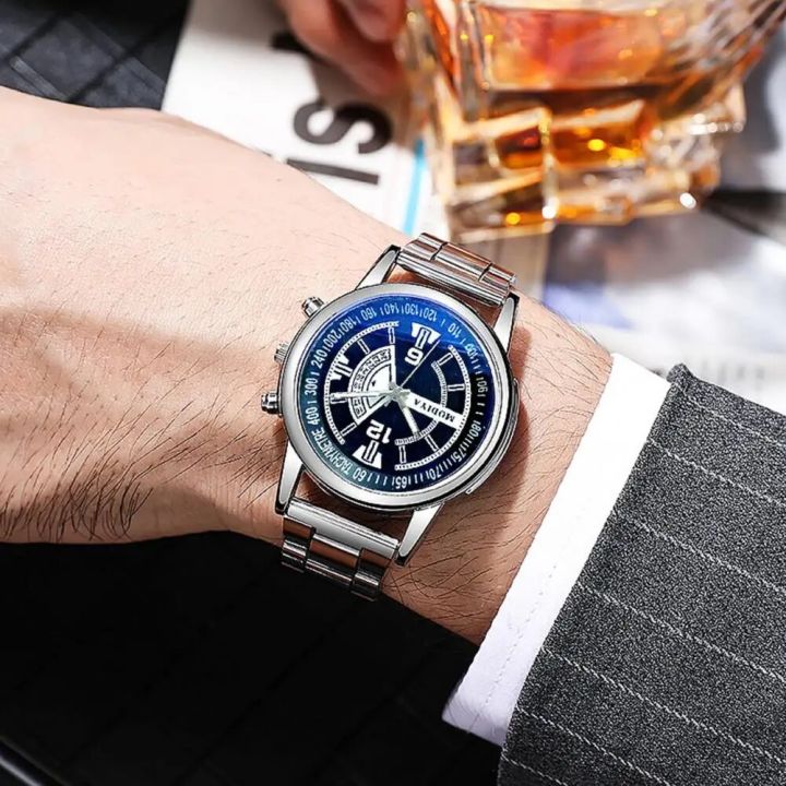 Blue%20Light%20Glass%20Watch%20Elegant%20Men's%20Quartz%20Watch%20with%20Round%20Dial%20Formal%20Business%20Style%20Scratch%20Resistant%20for%20Accurate%20for%20Men%20-%20Image%202