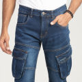 Masculine Denim Premium Cargo pant - Dark Blue. 