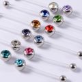 12Pcs Acrylic Flat CZ Gem Bioplast Flexible Pregnancy Navel Belly Button Rings Piercing Charming Navel Bar Body Jewelry 14g.