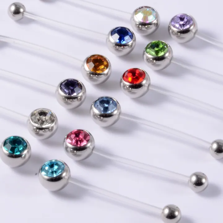 12Pcs%20Acrylic%20Flat%20CZ%20Gem%20Bioplast%20Flexible%20Pregnancy%20Navel%20Belly%20Button%20Rings%20Piercing%20Charming%20Navel%20Bar%20Body%20Jewelry%2014g%20-%20Image%207