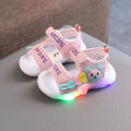 Summer new children's soft-soled toddler shoes 1-3 years old 2 boys light up sandals girls baby kick anti beach shoes.