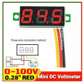 Mini Digital DC Voltmeter Meter Volt Tester Detector Monitor 2 Wire 3 Bit Red LED tube for DC UPS IPS Battery Tester ATS etc. 