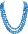 3 Layer Ruby Smooth Oval Shaped Strand Beads - Necklace For Girls. 