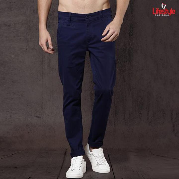 Men Navy Color Regular Fit Gabardine Pant Code- LN004GP - Formal Pant For Men
