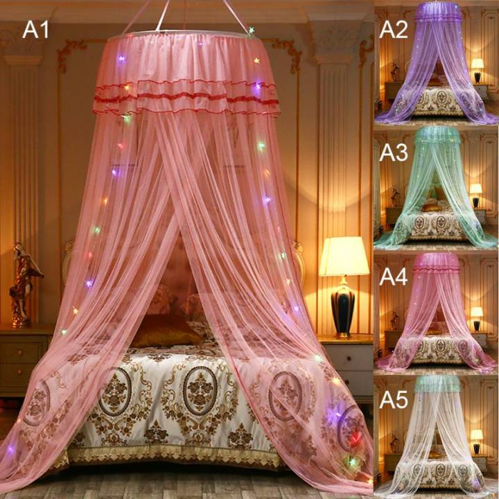 Mesh Hung Dome Mosquito Net Bed Canopy Princess Decor Fits Crib Twin Double Full Queen Bed Kids Baby Girls Cartoon Canopy