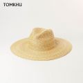Women Summer Jazz Hat 100% Crocheted Wheat Straw Hat Body Craft Millinery Base Fedora Panama Beach Sun Hats Chapeu Unisex Caps.