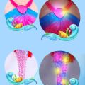 MORBID 1/3 BJD Doll Mermaid Princess Doll 3D Eyes with Lighting Mermaid Costume Best Birthday Gift Fashion Beauty Fish Tail Dress Mermaid Doll Set. 