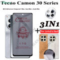 BLKNAIM 3in1 Full Cover Anti-Spy Screen Protector For tecno camon 30/tecno camon 30Pro/tecno camon 30 premier Privacy Ceramic film Glass Tempered Glass Lens. 