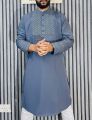 Men's Semi Long Embroidery Work New Panjabi For Men (Snap Button/ টিপ বুতাম).