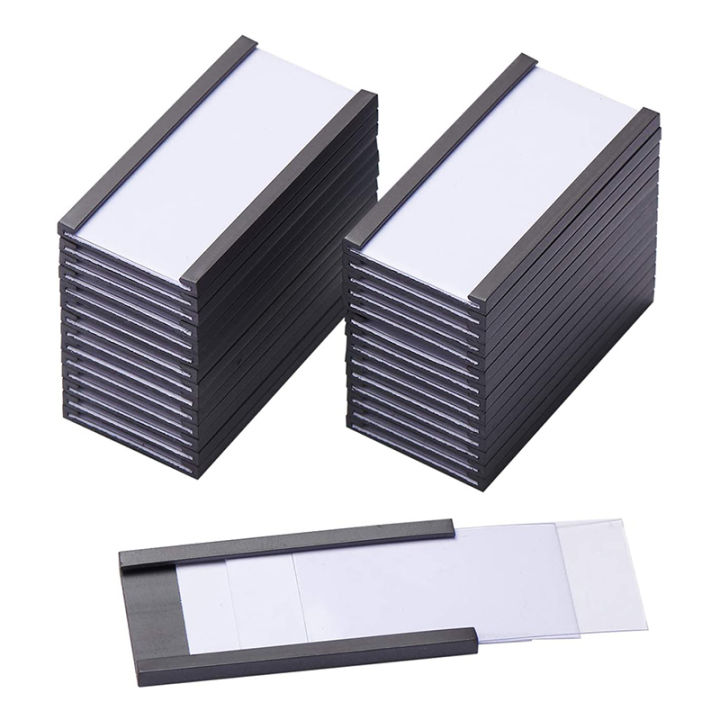 50Pcs%20Magnetic%20Label%20Holders%20with%20Magnetic%20Data%20Card%20Holders%20with%20Clear%20Plastic%20Protectors%20for%20Metal%20Shelf%20(1%20x%202%20Inch)%20-%20Image%202