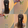 Women Hair Claw High-quality Crystal Butterfly Hair Clips Shark Clip Shiny Rhinestones Grils Tassel Small Hair Accessories Conbo.