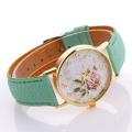Women Watches Simple Vintage Small Dial Watch Number Rose Flower Round Dial Faux Leather Band Quartz Wristclock Relogio Feminino. 