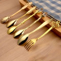 6Pcs Mini Royal Style Spoons  Vintage Metal Carved Dessert Cutlery s. 