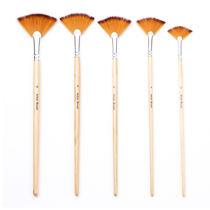 5 PCS Fan Paint Brushes Oil Acrylic Paint Brushes Fan Brush for Painting Nylon Hair Watercolor Fan Brushes