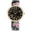 Fashion Women Quartz Watch Large Arabic Number Dial Ladies Wristwatch Unique Elastic Printing Strap Girls Watches Reloj Mujer. 