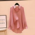 2023 Autumn Women's Wear Tencel Cotton Loose Relaxed Sunscreen Shirt Korean Edition Solid Color Versatile Drop Long Sleeve Top.