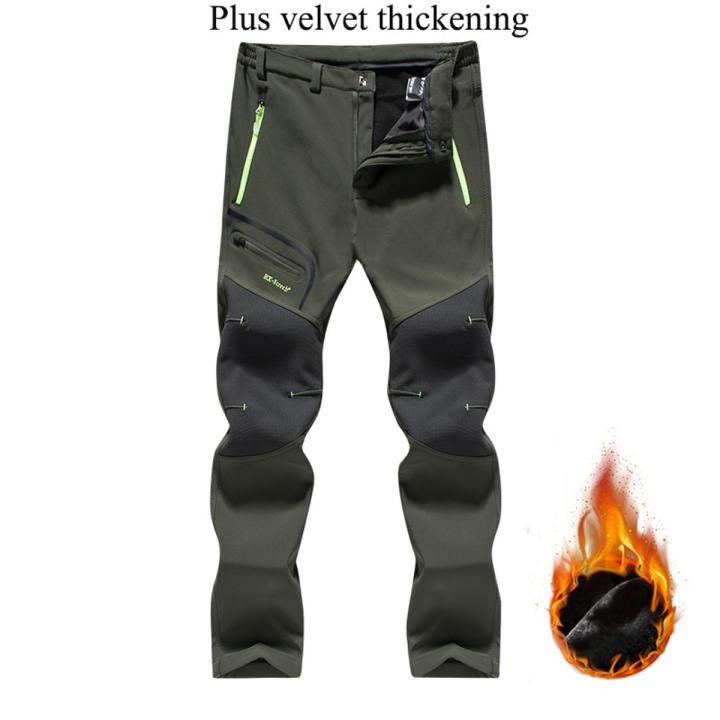 Autumn Winter Men Outdoor Pants Plus Size Fleece Warm Waterproof Windproof Breathable Trousers Sports Hiking Cargo Pants Men 6XL