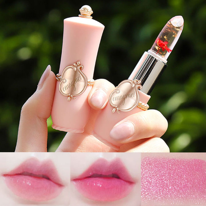 Emaymei Jelly Lip Balm Lipstick Flower Temperature Color Changing Lip Gloss Transparent Long Lasting Lipstick Moisturizer Makeup