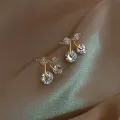 Trendy Cute Crystal Cherry Rhinestone New Stud Earrings for Women - Earrings for Girls Simple Top Fashion Jewelry Gift for Wedding Engagement Party.