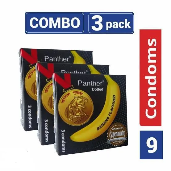 Panther - Dotted Banana Flavored Condom - Combo Pack - 3 Packs - 3x3 ...