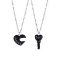 Hot Pink Blue Sequin Stitching Heart Broken Best Friends Necklace Pendant Chain BFF Friendship Jewelry Gifts For Kids 2PCS/Set. 