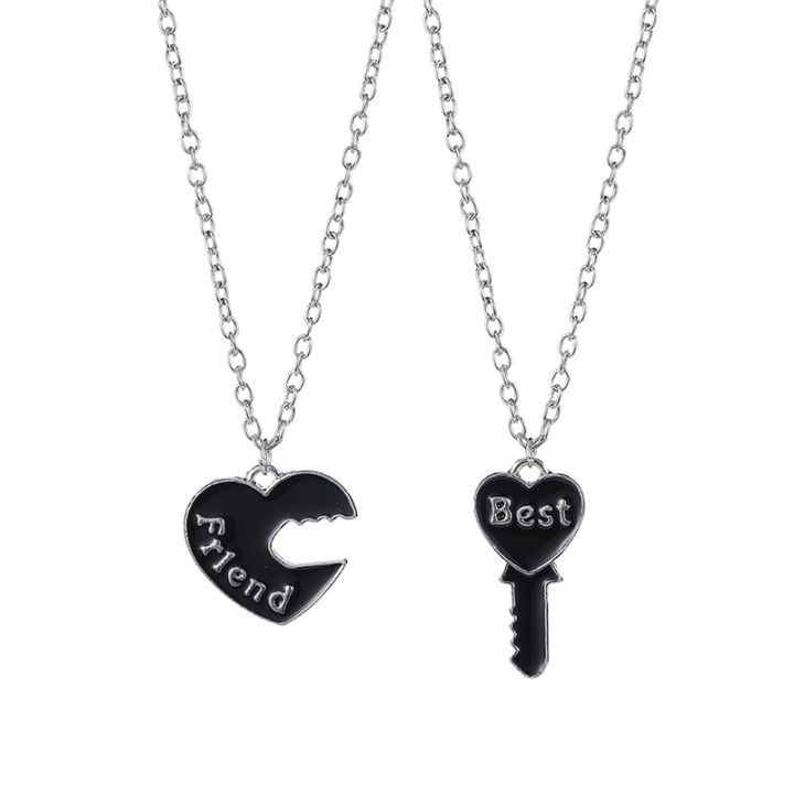 Hot%20Pink%20Blue%20Sequin%20Stitching%20Heart%20Broken%20Best%20Friends%20Necklace%20Pendant%20Chain%20BFF%20Friendship%20Jewelry%20Gifts%20For%20Kids%202PCS/Set%20-%20Image%202