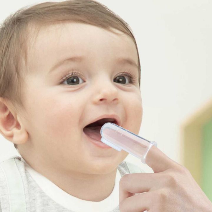 Silicone Baby Finger Tooth Brush with Box For Kids - Transparent