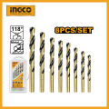 8 PCS HSS TWIST DRILL BITS SET INGCO (AKDB0801). 