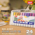 Baba Cat 24 Colors Acrylic Marker Pen Student Drawing Marker Pen Creative DIY Doodle Color. 