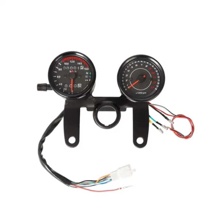 12V Black Motorcycle Odometer Tachometer Speedometer Gauge Universal Motorbike Odometer LED Speed Meter For Honda Cafe Racer