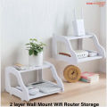 High Quality Wifi Router Stand Shelf Double Layer Wall Mounted Shelf Storage Rack Home Decorator - Router Stand-Space Savers-Pure Mall. 