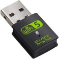 600Mbps Dual Band WiFi + Bluetooth Adapter For Windows PC/Laptop- (Driver Free Version, WiFi Hotspot Supported, 2.4GHz + 5GHz).