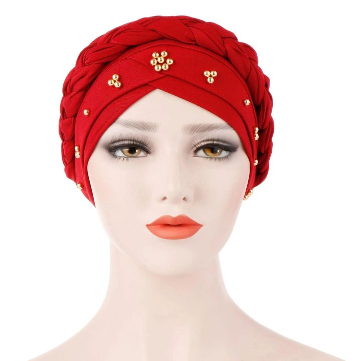 【beauty code store】Lady Women Chemo Cap Muslim Braid Head Scarf Head Wrap Cover Ramadan Hair Loss Islamic Headwear Arab Fashion