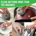 6Pc Stainless Steel Dish Scouring Pad Pot Scrubber Stainless Steel Scrubber, Steel Wool Scrubber, Metal SpongeSteel Wire Ball Scrubbing Brush.