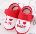 I Love Baby Cotton Non-slip Infant Toddler Shoes Heart Pattern Suture Design Shoes for Baby Adjustable Shoes( 0 to 12 Months). 