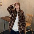Spring and Autumn Plaid Shirt Coat Women's Clothing Design Sense Niche Shirt 2021 New Retro Hong Kong Style Long-Sleeved Top.