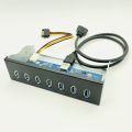 7 Port USB 3.0 Hub 5Gbs 5.25 CD-ROM Drive Bay CD ROM Front Panel for Computer Case + USB 3.0 19-pin Header to Type-A Male Cable. 