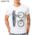 Fixie Fixed Gear Bicycle Cycling Cat Punk Rider T-Shirt New Summer Men Short Sleeve Funny Bike Sport White Casual Boy Tees Tops. 