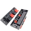 2Pcs- 4-WAY Speaker Terminal Block 4 Way Connector Vertical Amplifier PCB Mount 4 Positions Cables Jointing Clamp Test Clip Stereo Strip Shape Push Release Plate 2 Black 2 Red. 