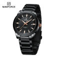 NAVIFORCE 8029 New Luxury Men Watches Casual Luminous Date Clock Stainless Steel Male Quartz Wristwatches-Black. 