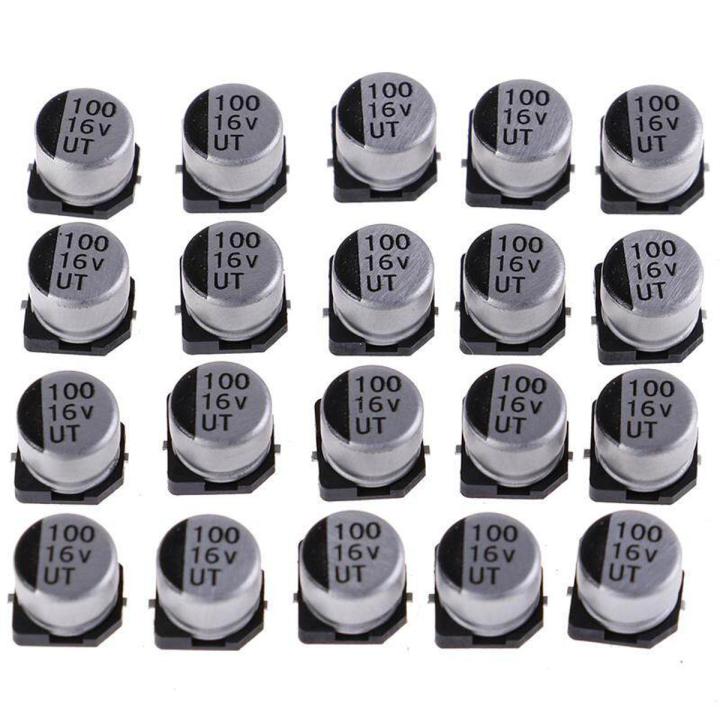 thumbnail image 2 of 50-Pack 100uF 16V SMD Aluminum Electrolytic Capacitors - 6.3x5.4mm, 105°C 2 of 3